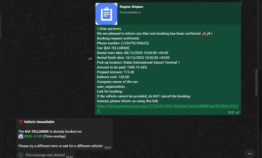 WhatsApp Car Rental Automation